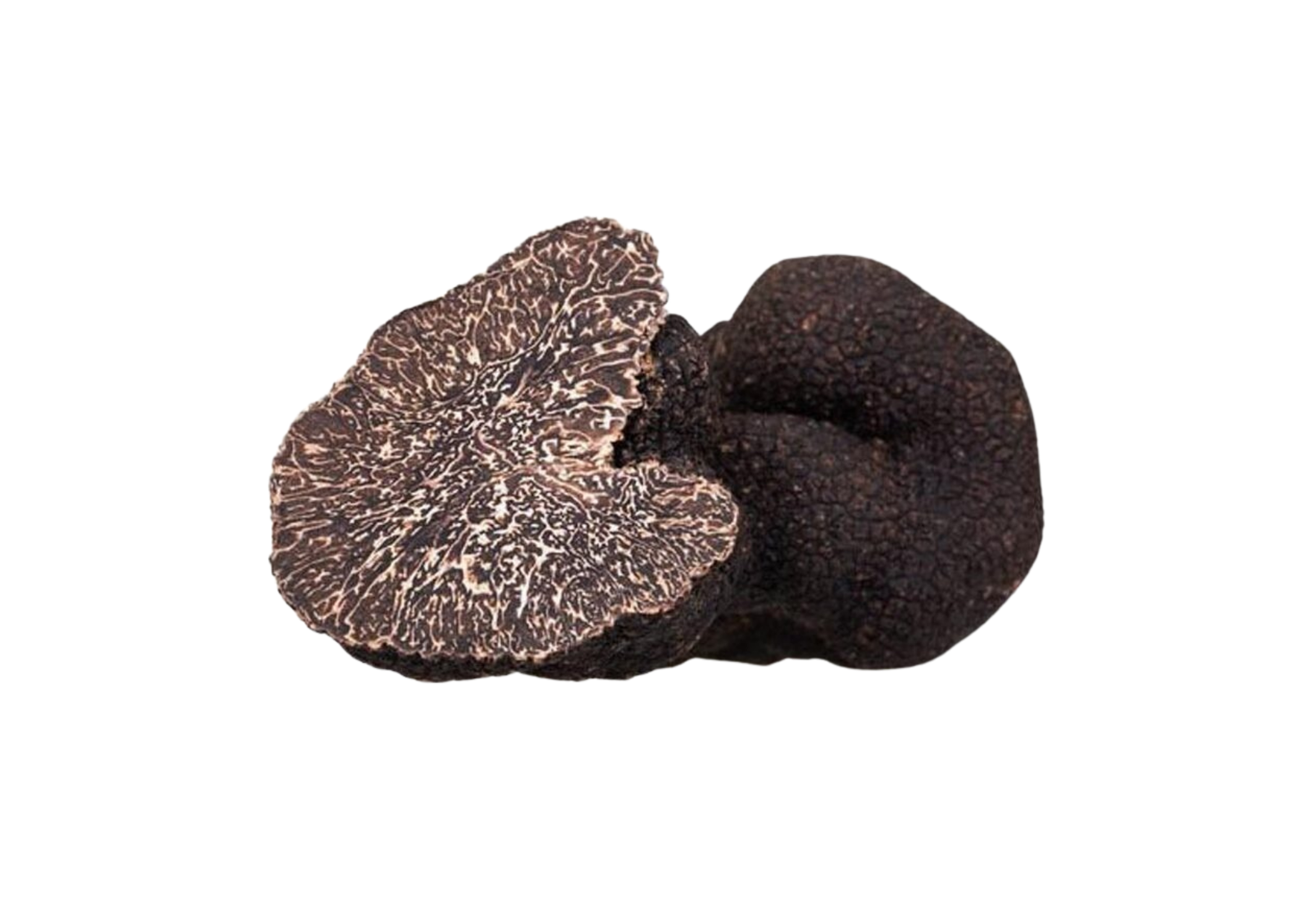 Tartufo nero pregiato Tuber Melanosporum tagliato a metà